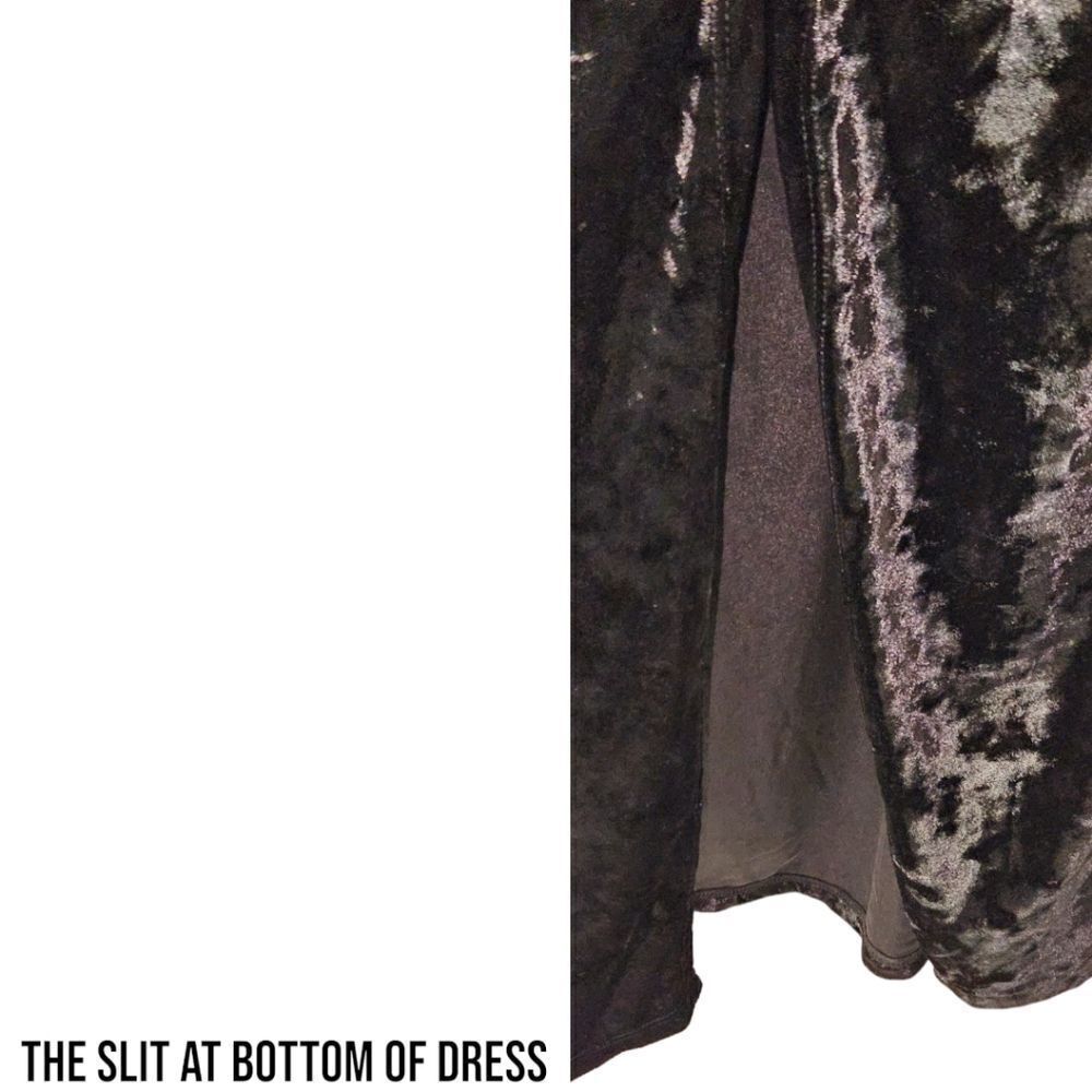 NEW FUTURE COLLECTIVE Plus Size Black Velvet Ruched Open Back A-Line Evening Dre - Picture 6 of 15